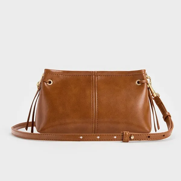 Túi Xách Tay Nữ Charles & Keith CNK Noane Trapezoid Handbag Distressed Tan CK2-50671788_DS.TAN Màu Nâu