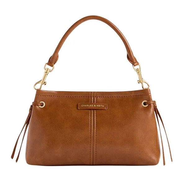 Túi Xách Tay Nữ Charles & Keith CNK Noane Trapezoid Handbag Distressed Tan CK2-50671788_DS.TAN Màu Nâu
