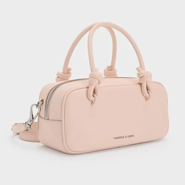 Túi Xách Tay Nữ Charles & Keith CNK Sammie Knotted Handle Handbag Soft Pink CK2-30271574-1 Màu Hồng Phấn
