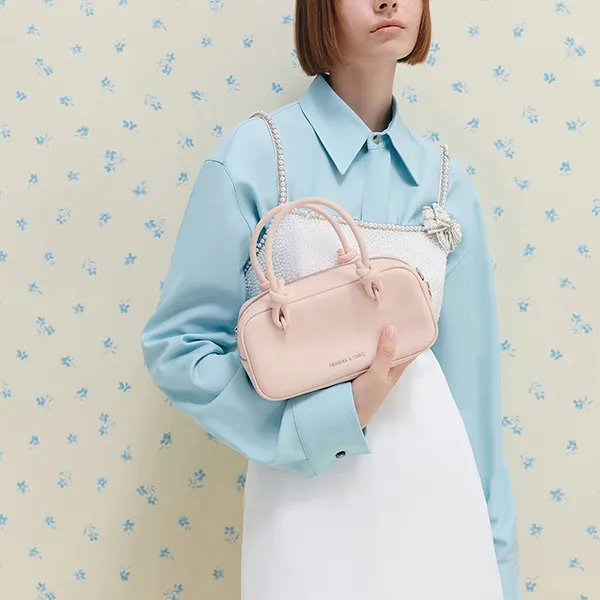 Túi Xách Tay Nữ Charles & Keith CNK Sammie Knotted Handle Handbag Soft Pink CK2-30271574-1 Màu Hồng Phấn