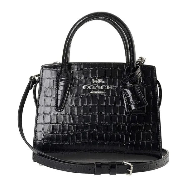 Túi Xách Tay Nữ Coach Andrea Crocodile Embossed Leather Crossbody Bag CR105 Màu Đen