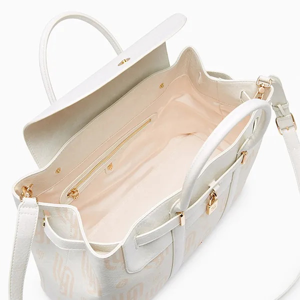 Túi Xách Tay Nữ Lyn Britannia Infinite Shoulder Bag Printed Ivory L26CBWC021 Màu Trắng