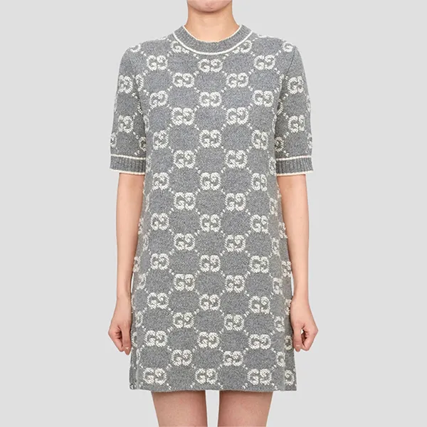 Váy Nữ Gucci Grey With GG Logo Embroidered 798155 XKCNA 1130 Màu Xám Size S