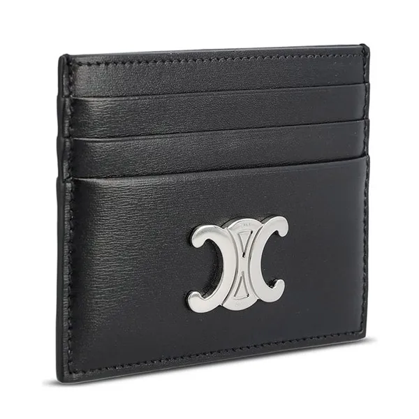 Ví Đựng Thẻ Nữ Celine Triomphe Logo Plaque Card Holder Màu Đen