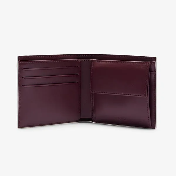Ví Nam Lacoste Medium FG Logo Leather Coin Purse NH4966FW Q72 Màu Đỏ Đô