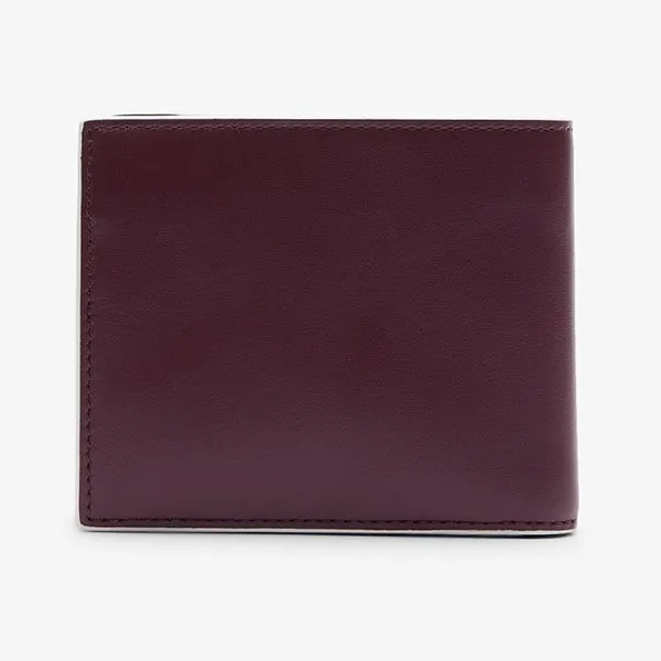 Ví Nam Lacoste Medium FG Logo Leather Coin Purse NH4966FW Q72 Màu Đỏ Đô