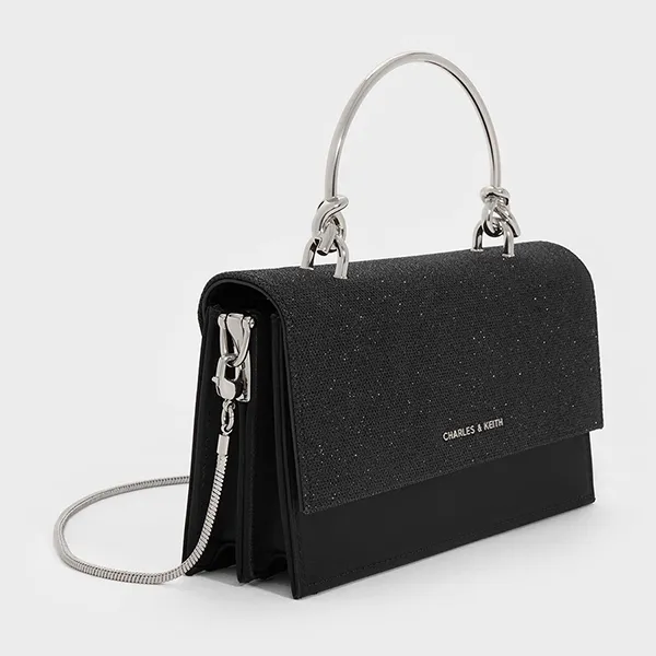 Ví Nữ Charles & Keith CNK Kristine Glittered Noir CK6-10840559-B_NOIR Màu Đen