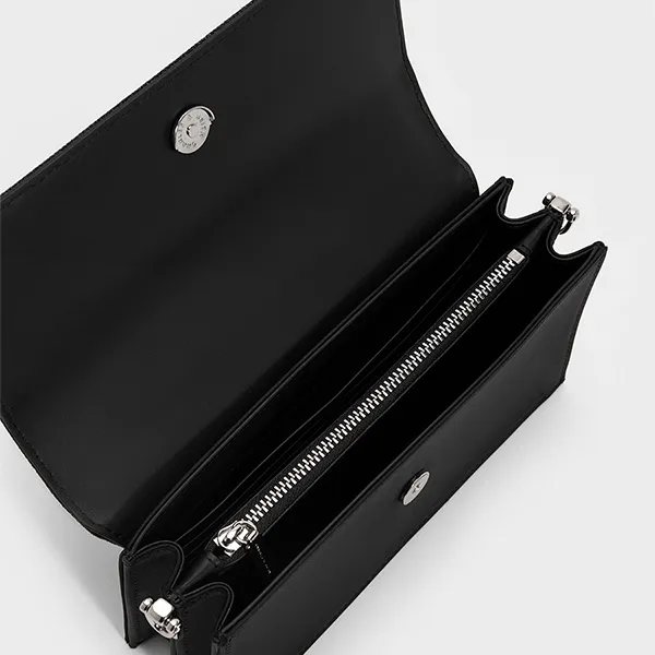 Ví Nữ Charles & Keith CNK Kristine Glittered Noir CK6-10840559-B_NOIR Màu Đen