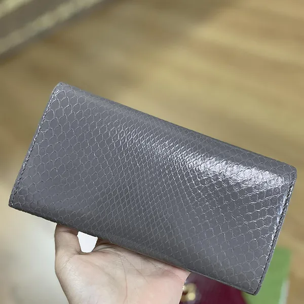 Ví Nữ Gucci Gray Leather Long Wallet Màu Xám