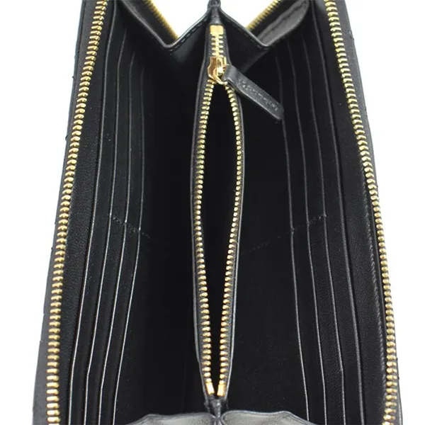 Ví Versace Zip Around Wallet Quilted Lamb Leather Black Màu Đen