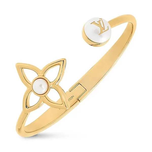 Vòng Đeo Tay Nữ Louis Vuitton LV Pearly Flower Bracelet M1855S Màu Vàng Size S