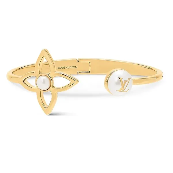 Vòng Đeo Tay Nữ Louis Vuitton LV Pearly Flower Bracelet M1855S Màu Vàng Size S
