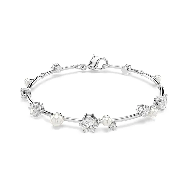 Vòng Đeo Tay Nữ Swarovski Crystal Pearl Round Cuts White Rhodium Plated 5707511 Màu Bạc Trắng