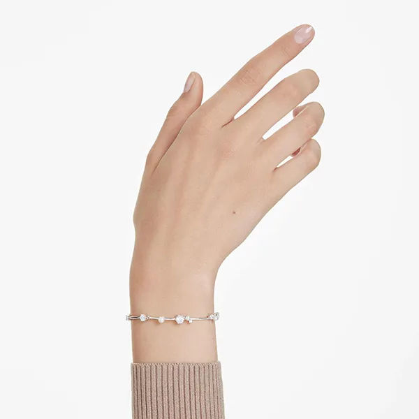 Vòng Đeo Tay Nữ Swarovski Crystal Pearl Round Cuts White Rhodium Plated 5707511 Màu Bạc Trắng