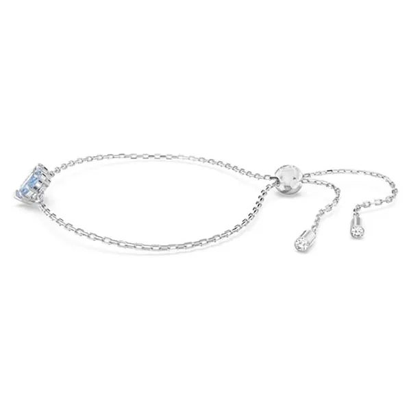 Vòng Đeo Tay Nữ Swarovski Gema 520 Braceletheart, Blue, Rhodium Plated 5653011 Màu Bạc