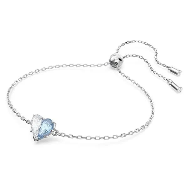 Vòng Đeo Tay Nữ Swarovski Gema 520 Braceletheart, Blue, Rhodium Plated 5653011 Màu Bạc