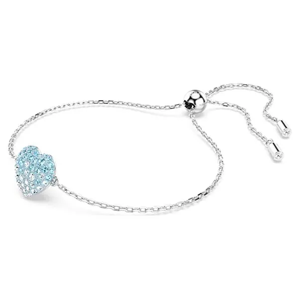 Vòng Đeo Tay Nữ Swarovski Hyperbola bracelet Heart, Blue, Rhodium Plated 5687621 Màu Xanh Bạc