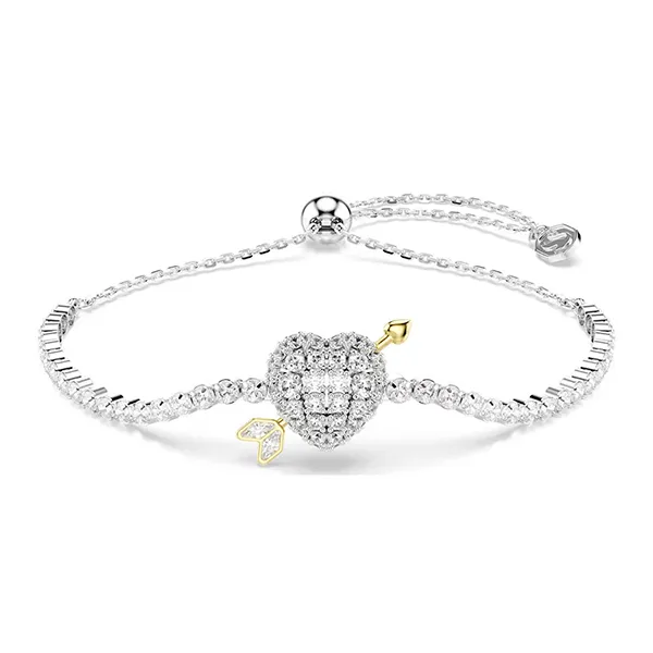 Vòng Đeo Tay Nữ Swarovski Idyllia Bracelet Mixed Cuts, Heart With Arrow, White, Rhodium Plated 5742022 Màu Bạc