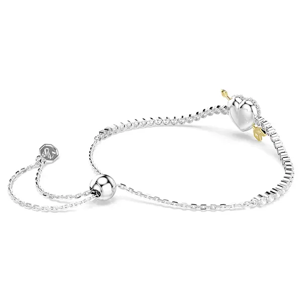 Vòng Đeo Tay Nữ Swarovski Idyllia Bracelet Mixed Cuts, Heart With Arrow, White, Rhodium Plated 5742022 Màu Bạc