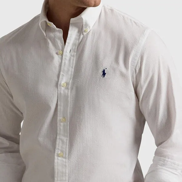 Áo Sơ Mi Nam Ralph Lauren Embroidered-Logo Long Sleeve 710938519001 Màu Trắng Size S