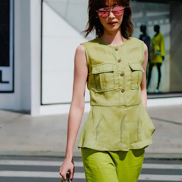 Áo Kiểu Nữ F2 Fashion & Freedom Linen AK380-XC-S-0422 Màu Xanh Cốm Size S