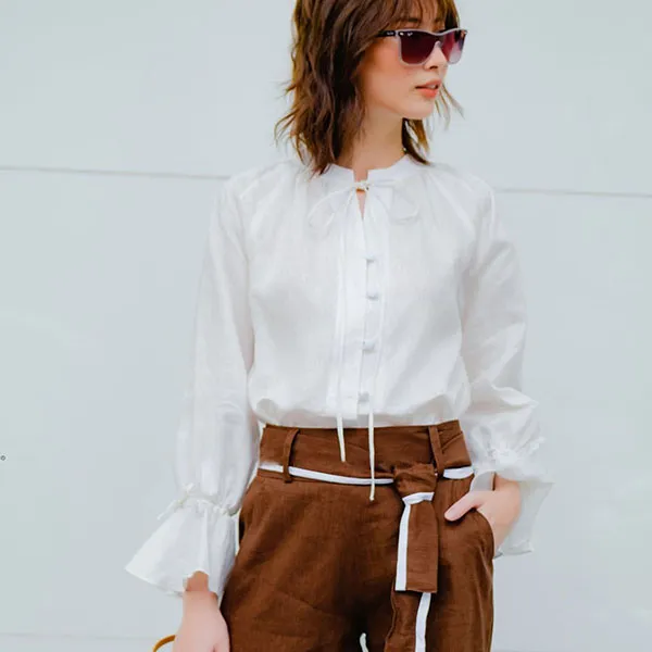 Áo Kiểu Nữ F2 Fashion & Freedom Linen AK510-T-S-0422 Màu Trắng Size S