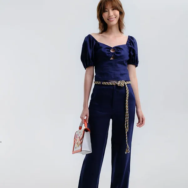 Áo Kiểu Nữ F2 Fashion & Freedom Linen AK511-XD-S-0422 Màu Xanh Đen Size S