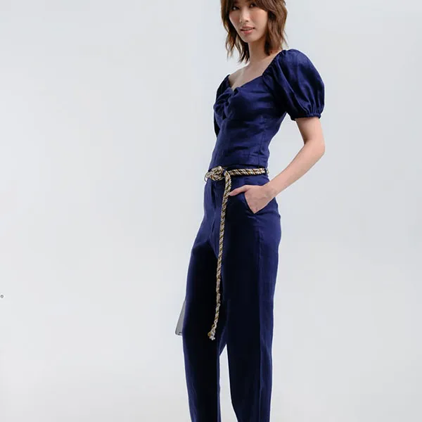 Áo Kiểu Nữ F2 Fashion & Freedom Linen AK511-XD-S-0422 Màu Xanh Đen Size S