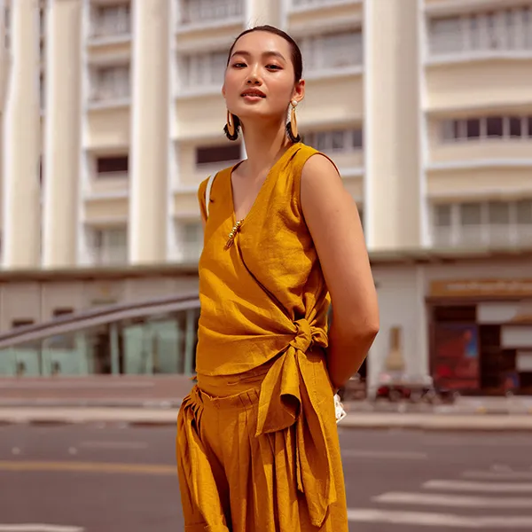 Áo Kiểu Nữ F2 Fashion & Freedom Linen Autumn Charm AK535-VN-S-0822 Màu Vàng Size S