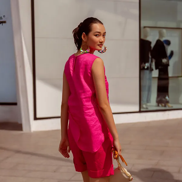 Áo Kiểu Nữ F2 Fashion & Freedom Linen Autumn Charm AK536-HS-S-0822 Màu Hồng Sen Size S