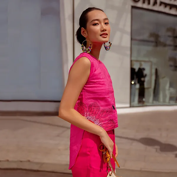 Áo Kiểu Nữ F2 Fashion & Freedom Linen Autumn Charm AK536-HS-S-0822 Màu Hồng Sen Size S