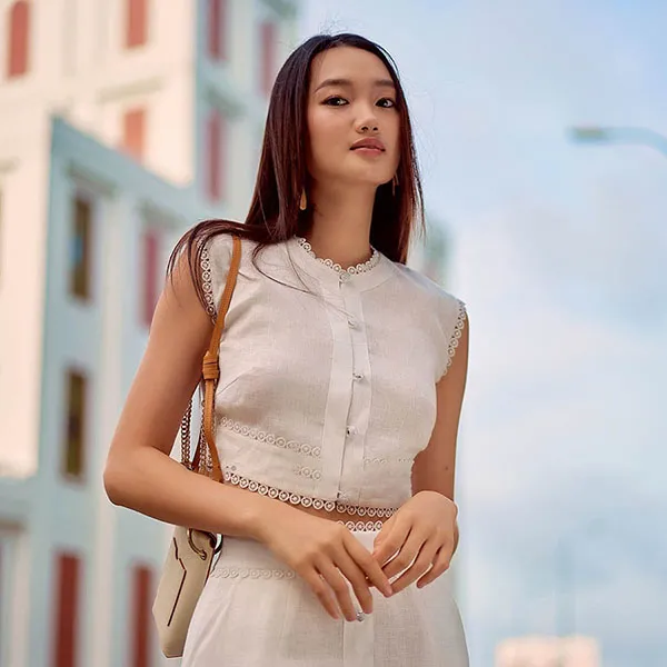 Áo Kiểu Nữ F2 Fashion & Freedom Linen Summer Muse AK513-T-S-0422 Màu Trắng Size S