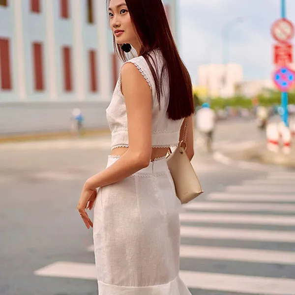 Áo Kiểu Nữ F2 Fashion & Freedom Linen Summer Muse AK513-T-S-0422 Màu Trắng Size S