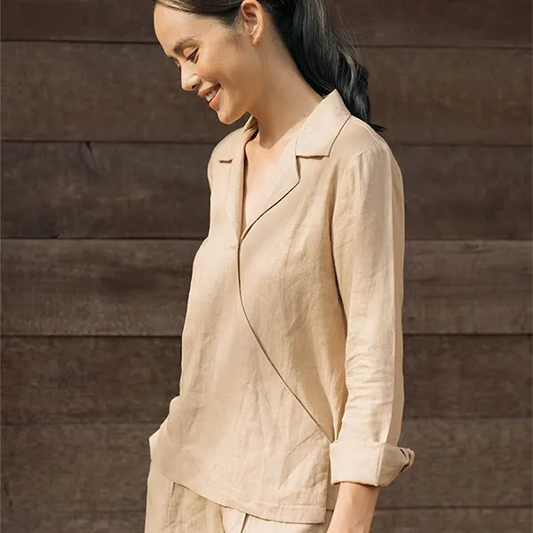 Áo Sơ Mi Nữ F2 Fashion & Freedom Modern Meets Heritage Linen AK384-K-S-0519 Màu Kem Size S