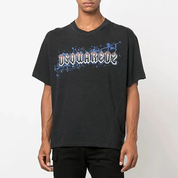Áo Phông Nam Dsquared2 Logo Crew-Neck T-Shirt S74GD1065 S22146 814 Màu Xám Size S