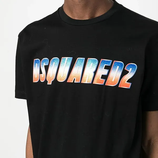 Áo Phông Nam Dsquared2 Logo Print T-Shirt S74GD1156 S23009 900 Màu Đen Size S