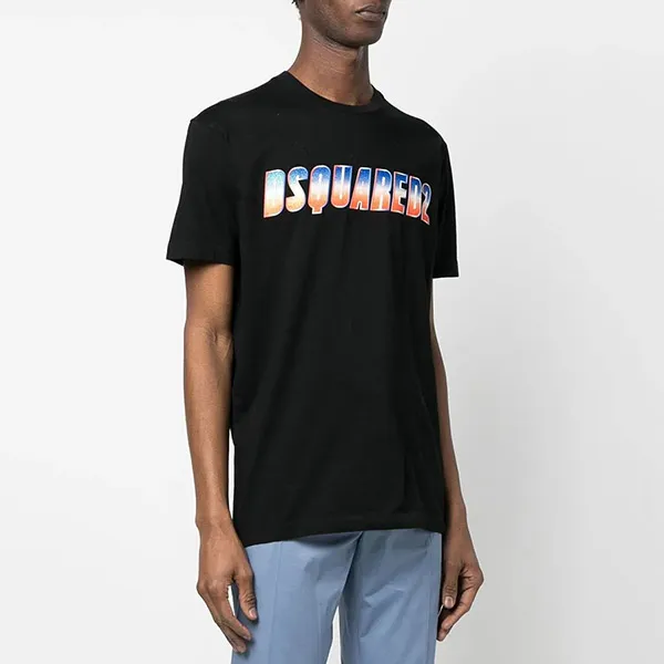 Áo Phông Nam Dsquared2 Logo Print T-Shirt S74GD1156 S23009 900 Màu Đen Size S