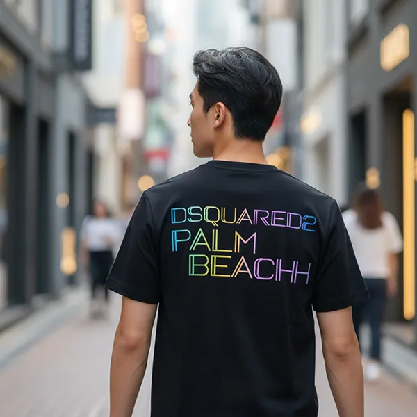 Áo Phông Nam Dsquared2 Palm Beach S71GD1394 S23009 900 Tshirt Màu Đen Size XS