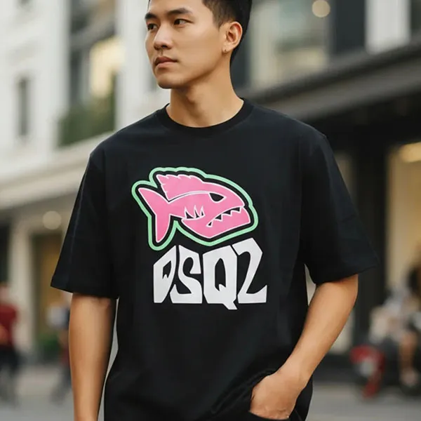 Áo Phông Nam Dsquared2 S71GD1271 S20694 900 Tshrit Màu Đen Size S