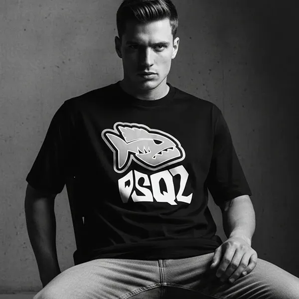 Áo Phông Nam Dsquared2 S71GD1271 S20694 900 Tshrit Màu Đen Size S
