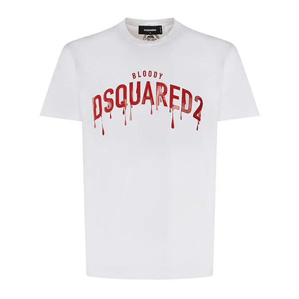 Áo Phông Nam Dsquared2 T-Shirt In Maglia Di Cotone Màu Trắng Size XS