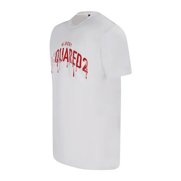 Áo Phông Nam Dsquared2 T-Shirt In Maglia Di Cotone Màu Trắng Size XS