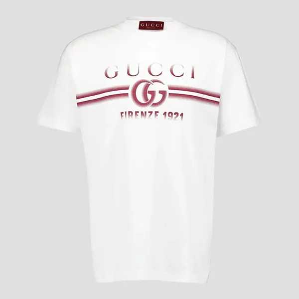 Áo Phông Nam Gucci Print Cotton Jersey In White 785345 XJGKJ 9541 Tshirt Màu Trắng Size S
