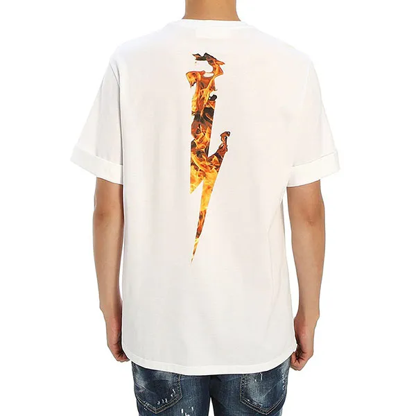 Áo Phông Nam Neil Barrett Firebolt Short Sleeve TShirt Loose Fit PBJT556S M507S Màu Trắng Size XS