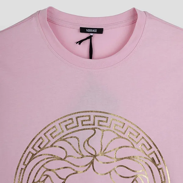 Áo Phông Nữ Versace Pink With Silver Medusa Print 1016967 1A14047 2P3F0 Tshirt Màu Hồng Size 38