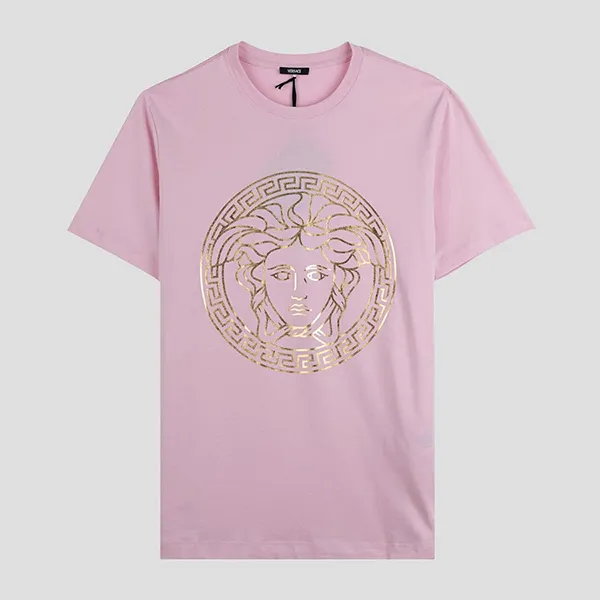 Áo Phông Nữ Versace Pink With Silver Medusa Print 1016967 1A14047 2P3F0 Tshirt Màu Hồng Size 38
