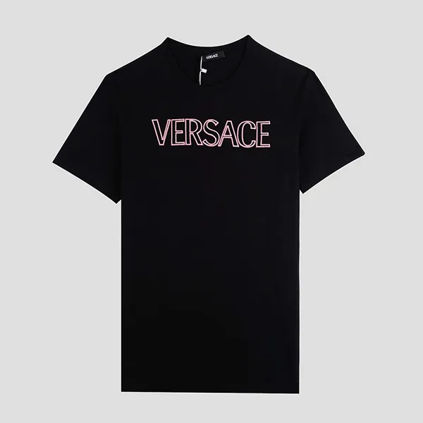 Áo Phông Nữ Versace With Brand Name Printed In Black 1008324 1A12039 2B140 Tshirt Màu Đen Size 38