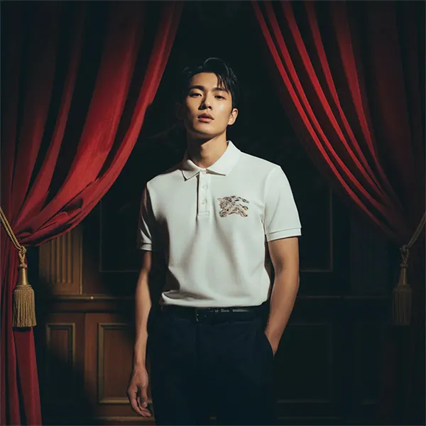 Áo Polo Nam Burberry White Polo Shirt With Horse Tag 8116118 Màu Trắng Size L