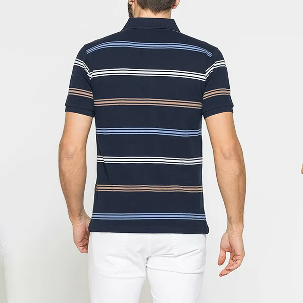 Áo Polo Nam Carrera Jeans Piquet Cotton 819R0075X_G196 Màu Xanh Kẻ Size M