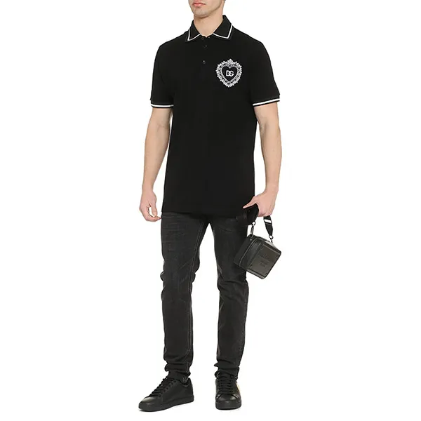 Áo Polo Nam Dolce & Gabbana D&G Sacred Heart G8KI2ZFU7EN N0000 Màu Đen Size 46
